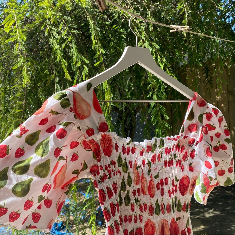 *SOLD* RARE NWT “Lisa Says Gah” Toni Fruit Print Smocked Bust Dress - Picture 11 of 16